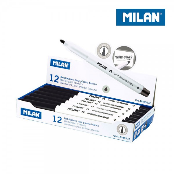 Rotuladores para pizarra blanca ø3,7 mm negro, caja 12 uds